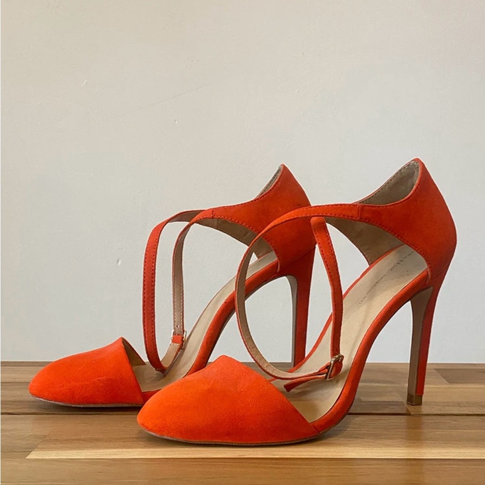 Zara Orange Suede Heels